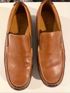 Cole Haan Tan‎ Leather Slip-On Loafers with Contrast Stitch